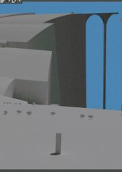  1girl 3d animal animated animated_gif arch bag black_bag blue_capelet blue_dress blue_sky brown_hair capelet cliff clouds commentary day dress fantasy floating_hair forest from_behind full_body grass highres holding holding_behind_back holding_staff how_to jef_wu long_dress long_sleeves making-of megastructure nature original outdoors pillar pool ruins scenery shade sheep short_hair shoulder_bag sketch sky solo staff tree walking wide_shot wind 