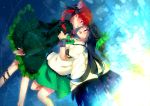  2girls animal_ears black_hair catgirl kaenbyou_rin long_hair oroshisenbei red_eyes red_hair redhead reiuji_utsuho short_hair touhou twintails wings 