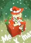  blonde_hair braid christmas d@i gift hat kirisame_marisa perfect_cherry_blossom snow snowing solo touhou witch witch_hat yellow_eyes 