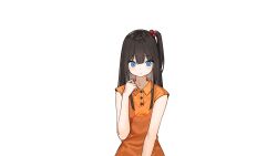  1girl black_hair blue_eyes closed_mouth dress game_cg highres killing_magician non-web_source orange_dress self-datamine simple_background solo transparent_background 