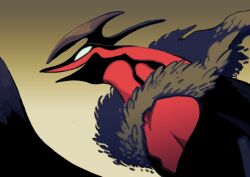  blue_eyes commentary_request from_side gradient_background no_humans open_mouth pokemon pokemon_(creature) saboteri_(savot) solo yveltal 