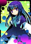  blue_hair bow dress frederica_bernkastel long_hair purple_eyes solo star suzushiro_kurumi umineko_no_naku_koro_ni 