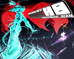  absurdres artist_name cape chou_tengen_toppa_gurren-lagann commentary energy english_commentary english_text from_below galaxy heartbreak_juan highres mecha meme red_cape robot simon_shades space spiral_power sunglasses super_robot tengen_toppa_gurren_lagann triangular_eyewear universe watermark wide_power_stance_low-angle_shot_(meme) 