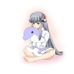  ar_tonelico ar_tonelico_iii dolphin dress_shirt grey_hair gust hair_ornament nodoka_(artist) shirt sitting stuffed_animal stuffed_toy yellow_eyes 