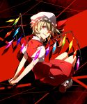  arms_behind_back bad_id blonde_hair blood flandre_scarlet hat looking_back mary_janes red red_eyes shioaji shoes solo the_embodiment_of_scarlet_devil touhou wings 
