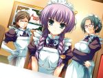  akatsuki_no_goei game_cg grey_hair green_eyes maid tomose_shunsaku tsuki 