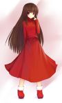  alma_wade brown_hair dress f.e.a.r. highres long_hair niboss red_dress red_eyes solo 