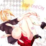  bad_id blonde_hair bow bunny clock closed_eyes earrings eyes_closed hair_bow hair_ornament hairclip hatsuko high_heels jacket jewelry kagamine_rin legs number numbers rabbit shoes short_hair sitting skirt solo stuffed_animal stuffed_toy vocaloid 