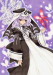  alternate_costume butterfly cherry_blossoms dress ghost hat purple_eyes purple_hair saigyouji_yuyuko solo touhou traditional_media violet_eyes 