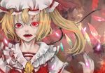  bad_id blonde_hair bust crazy_eyes flandre_scarlet frea hat open_mouth red_eyes side_ponytail solo the_embodiment_of_scarlet_devil touhou wings 