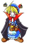  ahoge apron bag blonde_hair cape fang gloves goggles hat heart kenryutei lowres marivel_armitage no_nose pointy_ears red_eyes ribbon robot shoes short_hair smile solo vampire wild_arms wild_arms_2 