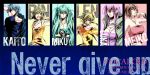  bandage bare_shoulders bracelet closed_eyes column_lineup eyepatch eyes_closed fingerless_gloves gloves haruma_(high_drop) hatsune_miku highres jewelry kagamine_len kagamine_rin kaito megurine_luka meiko necklace open_mouth twintails vocaloid 