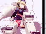  blonde_hair cannon hat headset leg_up mecha_musume military military_vehicle nijiiro_ink original personification skindentation solo stug_iv tank vehicle wall world_war_ii wwii yellow_eyes 