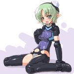  blue_eyes dd_(artist) doll_joints elbow_gloves elf fang gloves green_eyes green_hair maryceles pointy_ears short_hair thigh-highs thighhighs 