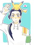  1boy blush crossover heart male pikachu pokemon pokemon_(creature) rossiu tegaki tengen_toppa_gurren_lagann 