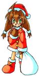  :d ahoge bag blush boots brown_hair chibi christmas coat gloves green_eyes hair_ornament hairpin happy hat kenryutei lilka_eleniak long_hair lowres open_mouth payot smile twintails wild_arms wild_arms_2 