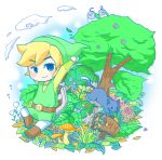  bird black_eyes blonde_hair cat hat link lip_(coco) nature nintendo shield smile sword the_legend_of_zelda toon_link weapon wind_waker 