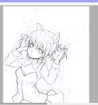  animal_ears cap cat_ears face lineart mirai_denki monochrome sanya_v_litvyak screencap sketch solo strike_witches work_in_progress 