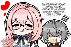  1boy 1girl closed_eyes gag highres hyun_ha-ryeong improvised_gag licking_lips pink_hair restrained tape tape_gag tongue tongue_out tsukishiro_yanagi white_background wise_(zenless_zone_zero) zenless_zone_zero 