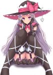  chin_rest elbow_gloves garter_straps garters gloves hat long_hair melty_(shining_hearts) natsuzakura_yuuki pointy_ears purple_eyes purple_hair shining_(series) shining_hearts simple_background skirt solo thigh-highs thighhighs violet_eyes witch_hat 
