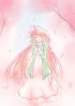  cherry_blossoms closed_eyes dress eyes_closed hanato_kobato hands_clasped hat kobato. long_hair pink_hair solo very_long_hair 