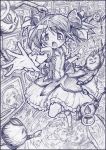  charlotte_(madoka_magica) daniyyel+jennifer foreshortening gloves graphite_(medium) hands kaname_madoka kyubey kyuubee lyrical_nanoha mahou_shoujo_lyrical_nanoha mahou_shoujo_madoka_magica monochrome open_mouth sakino_shingetsu short_hair short_twintails sketch solo television tomoe_mami traditional_media twintails 