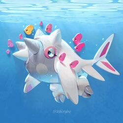 alternate_color animal_focus ashionglee cetitan closed_mouth commentary creatures_(company) english_commentary full_body game_freak half-closed_eyes instagram_username luvdisc nintendo no_humans olm_digital pokemon pokemon_(creature) pokemon_focus shiny_and_normal shiny_pokemon sparkle underwater