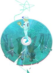  3girls 4boys ball baseball baseball_cap baseball_mitt baseball_uniform blonde_hair brown_pants cd crack different_reflection emporio_alnino english_commentary ermes_costello foo_fighters_(jojo) hand_around_neck hat highres jojo_no_kimyou_na_bouken kujo_jolyne kujo_jotaro long_coat long_hair long_sleeves male_focus multiple_boys multiple_girls narciso_anasui pants reflection short_hair short_sleeves sportswear standing star_(symbol) stone_ocean string weather_report whistle_0324 white_background white_hat white_pants 