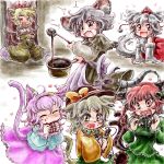  animal_ears apron bondage cat_ears cat_tail chocolate ear_wiggle inubashiri_momiji kaenbyou_rin kemonomimi_mode komeiji_koishi komeiji_satori multiple_girls nanashii_(soregasisan) nazrin tail tied_up toramaru_shou touhou 