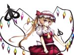  absurdres artist_request ascot blonde_hair flandre_scarlet hat hat_ribbon highres karurai laevatein long_hair red_eyes ribbon short_hair side_ponytail solo touhou transparent_background wings 