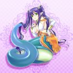  detached_sleeves er game_cg green_eyes jewel_(mamonomusume) lamia long_hair mamonomusume_to_no_seikatsu mamonomusume_to_no_seikatsu_~ramia_no_baai~ monster_girl naga pointy_ears purple_hair scales snake solo tail twintails 
