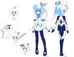  alternate_costume aqua_hair auer bili_bili_douga bili_girl_33 billy_herrington bodysuit chibi controller danny_lee detached_sleeves gloves hair_ornament hair_ribbon highres male mouth_hold pantyhose personification red_eyes ribbon rough side_ponytail simple_background star 