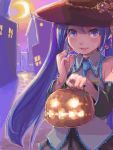 blue_hair halloween hat hatsune_miku heus_(nuntarou) jack-o&#039;-lantern jack-o'-lantern nuntarou pumpkin tegaki twintails vocaloid 