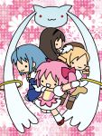  akemi_homura black_hair blonde_hair blue_hair chibi drill_hair gloves hair_ribbon kaname_madoka kashiwa_kiseri kyubey kyuubee long_hair magical_girl mahou_shoujo_madoka_magica miki_sayaka multiple_girls pink_hair ribbon short_hair short_twintails skirt thighhighs tomoe_mami twintails 