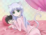  bad_id cat_ears gorugo_13_jt index kamijou_touma long_hair pajamas pillow solo to_aru_majutsu_no_index white_hair 