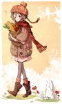  apple bag baggy_clothes baguette boots bread brown_eyes bunny carrot fashion flower food fruit groceries hat joanna_(mojo!) original pantyhose rabbit sad scarf shopping shopping_bag short_hair skirt solo spring_onion traditional_media vegetable walking watermark 