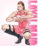  boots credo devil_may_cry devil_may_cry_4 male manly naked_apron rae squatting 