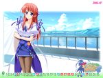  ariko_youichi blue_eyes calendar hasegawa_akemi pantyhose pia_carrot pia_carrot_4 red_hair redhead waitress 