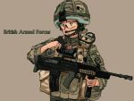  assault_rifle blue_eyes bullpup glock23 goggles gun headset isaf jtf l85 l85a2 military military_uniform rifle shibafu_(glock23) soldier solo uniform union_jack vertical_foregrip weapon 