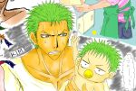  apron baby baby_be&#039;el baby_be'el beelzebub_(manga) cooking earrings green_eyes green_hair jewelry kitchen male one_piece pacifier parody pot roronoa_zoro short_hair 
