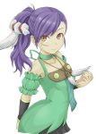  1girl brown_eyes ibushigin jewelry long_hair necklace odette_(rune_factory) ponytail purple_hair rune_factory rune_factory_oceans scar skirt smile solo white_background 