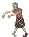  blue_hair geung_si hat jiangshi miyako_yoshika ofuda outstretched_arms short_hair single_shoe skirt solo touhou zombie zombie_pose 