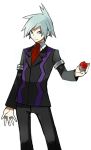  armband cravat grey_eyes male poke_ball pokemon rings silver_hair solo starshadowmagician suit tsuwabuki_daigo white 