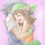  closed_eyes haruka_(pokemon) hug open_mouth pokemon pokemon_(anime) satoshi_(pokemon) 