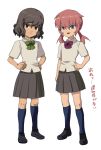  bad_id brown_hair crossdressinging inazuma_eleven inazuma_eleven_(series) inazuma_eleven_go kirino_ranmaru mizuhara_aki multiple_boys pink_hair school_uniform shindou_takuto short_hair trap twintails 