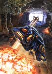  a.d_(archerdu) absurdres animal battle cat copyright_request explosion flying highres laser monster parody science_fiction space_craft tunnel video_game what 