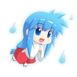  blue_eyes blue_hair chibi ghost ghost_sweeper_mikami himuro_kinu japanese_clothes long_hair low-tied_long_hair miko open_mouth tsunakan 