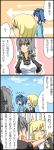  blonde_hair blue_hair bow comic grey_eyes hat highres izayoi_sakuya japanese_clothes kawashiro_nitori kirisame_marisa naze pads silver_hair touhou translated translation_request yellow_eyes 