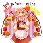  alternate_wings apron azure_starblue bad_hands blonde_hair bow chocolate cookie dress fingernails flandre_scarlet food happy_valentine hat hat_bow heart macaron male mixing_bowl nail_art nail_polish red_eyes short_hair short_sleeves solo the_embodiment_of_scarlet_devil touhou valentine wings 
