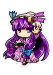  book chibi crescent long_hair patchouli_knowledge purple_eyes purple_hair simple_background socha solo touhou transparent_background very_long_hair violet_eyes 
